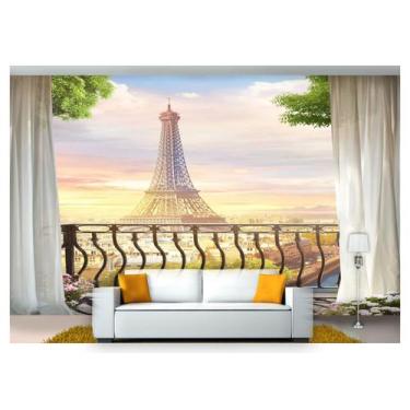 Imagem de Papel Parede Paisagem Digital Varanda Paris 3D 7,50M² Dah64 - Você Dec