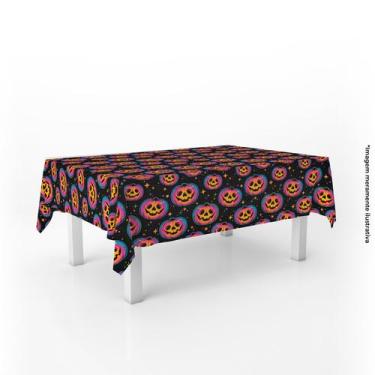 Imagem de Toalha de Mesa Retangular Halloween Abóboras Coloridas - PRESENTE-BRIN