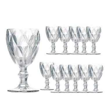 Imagem de Jogo 12 Taças de Vidro Cor Transparente Diamante Clear p/ Água Vinho C