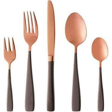 Imagem de Faqueiro 30 Peças Pisa Two Tones Aço Inox Rose Gold e Preto Wolff