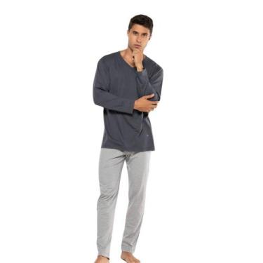 Imagem de Pijama Masculino 100% Algodão Chumbo/Mescla KPR 173024, Chumbo, Mescla