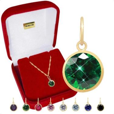 Imagem de Pingente Ouro 18k Ponto De Luz Zircônia 6mm - S.Demór Joias, Verde esm
