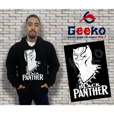 Imagem de Moletom Canguru Masculino Black Panther Pantera Negra Geeko, Preto, G