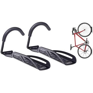 Imagem de Dirza Suporte de parede para garagem, ganchos, armazenamento de bicicleta, sistema vertical para garagem, galpão interno, fácil de pendurar/desprender - comporta até 29,5 kg com parafusos pretos