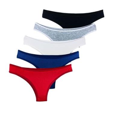 Imagem de Kit 5 Calcinhas Fio Dental Try Basics Algodão Cotton Básica Lisa Moda 