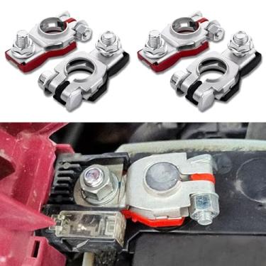 Imagem de Conector de terminal de bateria de 4 peças, positivo e negativo terminal de cabo de bateria automática com fundo de plástico, 243407F000 243407F001 acessórios de carro conectores de baterias de poste