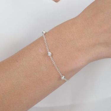 Imagem de Pulseira Feminina Prata Delicada Bolinhas Minimalista - Enzara Jóias