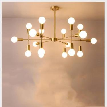 Imagem de GENSNRY Lustre Sputnik de 12 luzes, luminária pendente ajustável dourada moderna industrial vintage luminária de teto para cozinha, sala de estar, sala de jantar