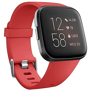 Imagem de Pulseiras de substituição compatíveis com Fitbit Versa/Versa 2/Versa Lite, pulseira de silicone ajustável clássica acessório pulseiras fitness para mulheres e homens, pequena e grande
