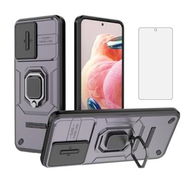 Imagem de Asuwish Capa de telefone para Xiaomi Redmi Note 12 4G com capa de câmera deslizante de vidro temperado protetor de tela suporte de anel suporte robusto fino protetor de celular de grau militar Note12