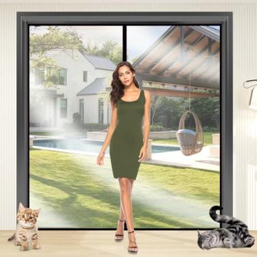 Imagem de Cortina de porta isolada transparente, Sunmoxia com isolamento térmico, tela de porta com fecho automático para cozinha, quarto, sala de ar condicionado, serve para portas de até 183 x 203 cm