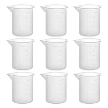 Imagem de Gartful Copos medidores de resina de 100 ml, 9 peças de copos de mistura de resina de silicone graduado de 85 g, ferramentas reutilizáveis de agitar e despejar para resina epóxi, moldes de fundição de