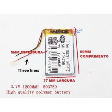Imagem de Bateria  3 Fios 3,7v 1200mah 5mm X 37mm X 59mm Nova - KMIG