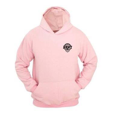 Imagem de Moletom Masculino Canguru Ragor Estampa Army Capuz, Rosa, M