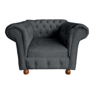 Imagem de Poltrona Chesterfield Capitone Luis XV Suede Cinza Chumbo /  Decoracao