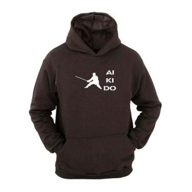 Imagem de Moletom Masculino Canguru Capuz Estampa Aikido Confortável - Ragor, GG