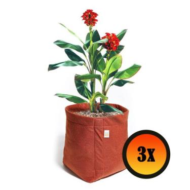 Imagem de 3 Vasos De Feltro Para Plantas e Horta 15 Litros - King Pot, Vermelho