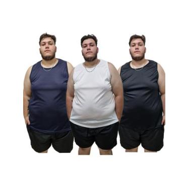 Imagem de Kit 3 Regatas DryFit Plus Size G1 ao G9 - Montano, G5, 1preta, 1azul, 