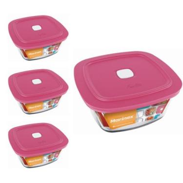 Imagem de Pote Vidro Quadrado Facilita Marmita 500ML Marinex 3Un - NADIR FIGUERE