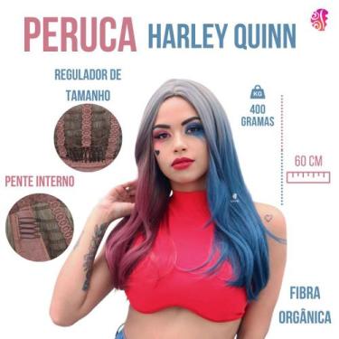Imagem de Peruca Harley Quinn Comics Harlequina Arlequina Cosplay - Bio Orgânica