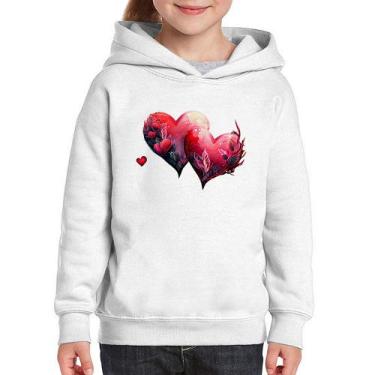 Imagem de Moletom Infantil Corações Flores - Foca na Moda, Branco, 10