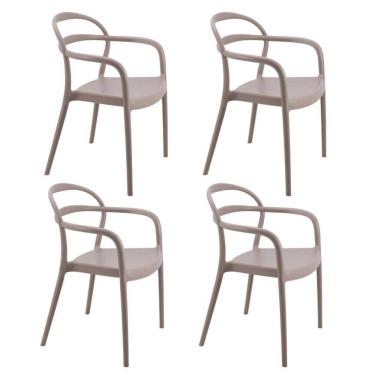 Imagem de Kit 4 Cadeiras Tramontina Sissi Summa Em Polipropileno E Fibra De Vidro Com Braços Camurça 92045210