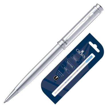 Imagem de Caneta Crown Amsterdan Esfero C/ Carga Extra Original, PRATA