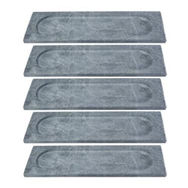 Imagem de Kit 5 Prato Retangular Bandeja de Servir Pedra Sabão 10x30cm - Industr