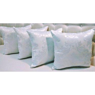 Imagem de Kit 6 Capas Almofadas Jacquard Medalhão Branco 45x45 Ziper - INGRID BO