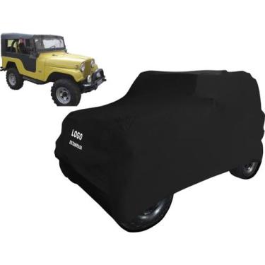 Imagem de Capa De Tecido Com Logo Jeep Willys Melhor Durabilidade - Mz, Preta