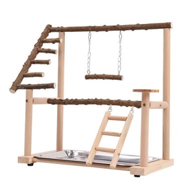 Imagem de Stgfyxgs Suporte de Jogo de Pássaros, Escada de Playground de Pássaros, Suporte de Madeira Portátil para Poleiro de Pássaros, Suporte de Ginástica para Jogos D