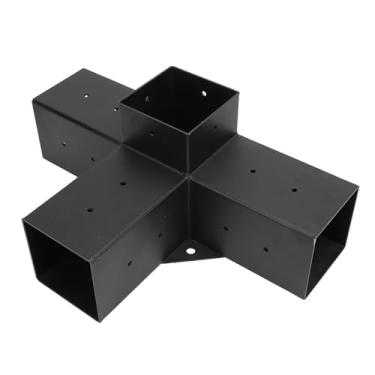 Imagem de Kit De Suportes De Pérgola, Suportes De Coluna De Madeira Galvanizada Para Serviço Pesado Suporte De Canto Em ângulo Reto Preto Pequeno Kit De Ferragens Para Pérgola DIY Para