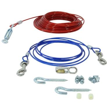 Imagem de Coastal Pet Titan Aerial Dog Run - Amarração para cães - Tirolesa durável para quintal - Sistema eficaz de carrinho de cachorro - Inclui linha de chumbo e ferragens - Funciona com cães de até 22,7 kg