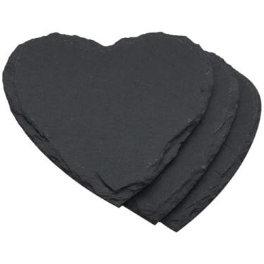 Imagem de CALLARON 3 peças tábuas de ardósia em forma de coração tábua de queijo ardósia natural prato de jantar placas de charcutaria bandeja de servir coração bandeja para carne queijo sushi pão pastelaria aperitivos 4 polegadas