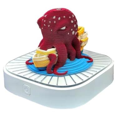 Imagem de Calendário 3D 2025, Octopus Calendário de peças de tempo para 2025, presente de presente de escultura em papel de calendário de arte, para escola, escritório doméstico (Octopus)