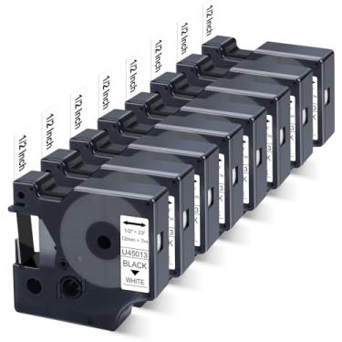 Imagem de Refil de substituição 8X para máquina de etiquetas Dymo D1 45013 para fita de etiqueta Dymo D1 A45013 S0720530 preto sobre branco compatível com Dymo Label Manager 160280 210D 360D 420P PnP refil de