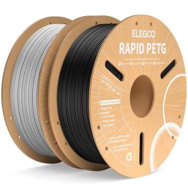 Imagem de ELEGOO Filamento Rápido Petg 1,75 Mm Preto e Cinza 2 Kg, Filamento de Impressora 3D de Alta Velocidade 30-600 Mm/S Precisão Dimensional +/- 0,02 Mm, Carretel de Papelão de 1 Kg(2,2 Lbs) Adequado Para