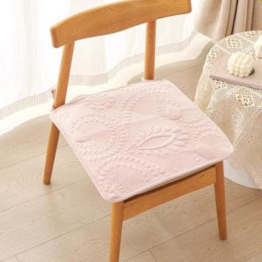 Imagem de ULYTMMJG Almofada de cadeira antiderrapante com laços para quatro estações, cor sólida, almofada de assento de escritório, supermacia, para cadeira de mesa, cadeiras de jantar, cadeira de cozinha