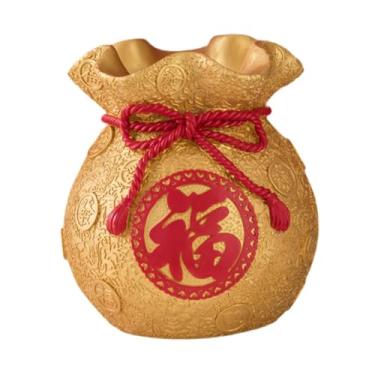 Imagem de Cofrinho de Armazenamento de Fortuna, Estatueta de Dinheiro de Resina para Economia, Altura do ouro 16cm