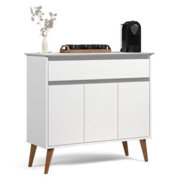 Imagem de Aparador Buffet Bar Cantinho do Café Retrô Zeus Com Pés em Madeira Var