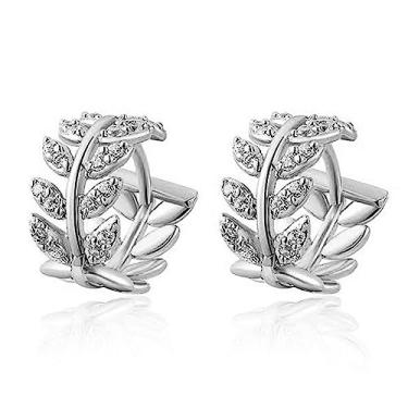 Imagem de Brincos femininos delicados de cartilagem de folha CZ folheados a ouro 14 K, brincos pequenos de argola de zircônia cúbica, brincos leves hipoalergênicos, joias presentes para mulheres, Zinco, Sem