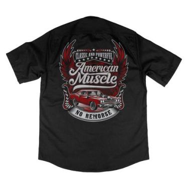 Imagem de Camisa Workshirt Preta Custom Mecânico Muscle Car No Remorse, P