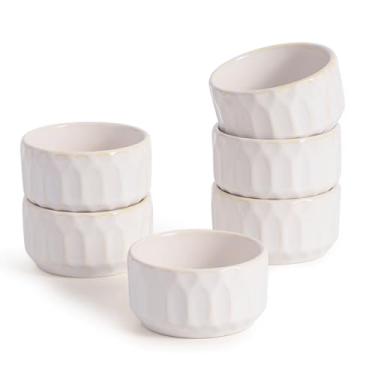 Imagem de Conjunto de 6 pratos de ramekin, ramekin de 118 a 170 g para creme brulee, bolo de lava, pudim, suflê, seguro para lava-louças e forno, ramequins de porcelana para assar dia de Ação de Graças,