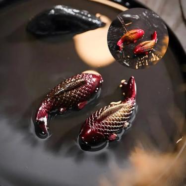 Imagem de Ornamentos para animais de estimação de chá de lichia que mudam de cor podem ser criados e brincados com personalidade criativa, conjunto de chá que muda de cor, acessórios de mesa de chá (dois peixes