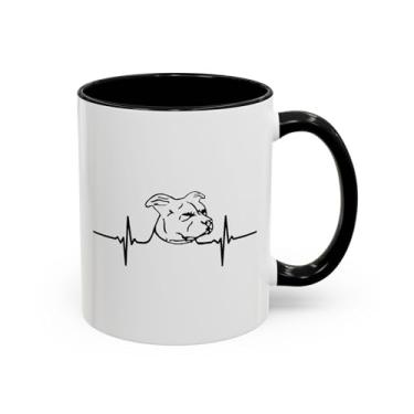 Imagem de Caneca de café Pit Bull Heart Bear - Presente para donos de cães Pit Bull, presentes para amantes de animais, design de batimento cardíaco