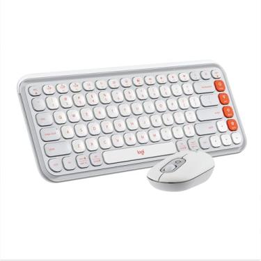 Imagem de Combo Teclado e Mouse sem fio Logitech POP Icon com Teclas e Botões Personalizáveis, Clique Silencioso, Easy-Switch para até 3 dispositivos e Conexão Bluetooth - Branco