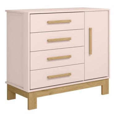 Imagem de Cômoda Com Sapateira Infantil Q Encanto Slim Rosa - Qmovi, Rosa, 34 Kg