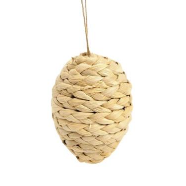 Imagem de Ovo De Pascoa Fibra Natural Pendente 9Cm Decoração De Páscoa - Inigual