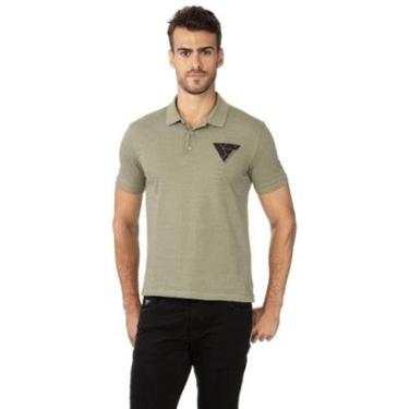 Imagem de Camisa Polo Logo Mosaico Guess Verde Escuro-Masculino