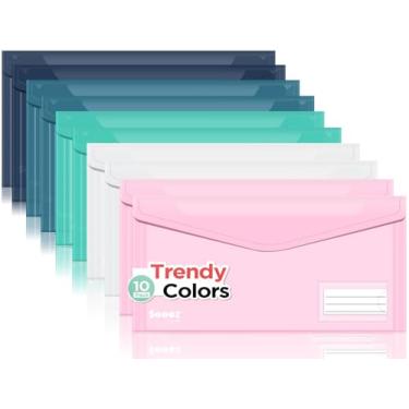 Imagem de Sooez Envelopes reutilizáveis, bolsa de lápis pequena, estojo transparente, sacos de lápis a granel, porta-recibos, envelopes de plástico pequenos, envelope de recibo para material de escritório